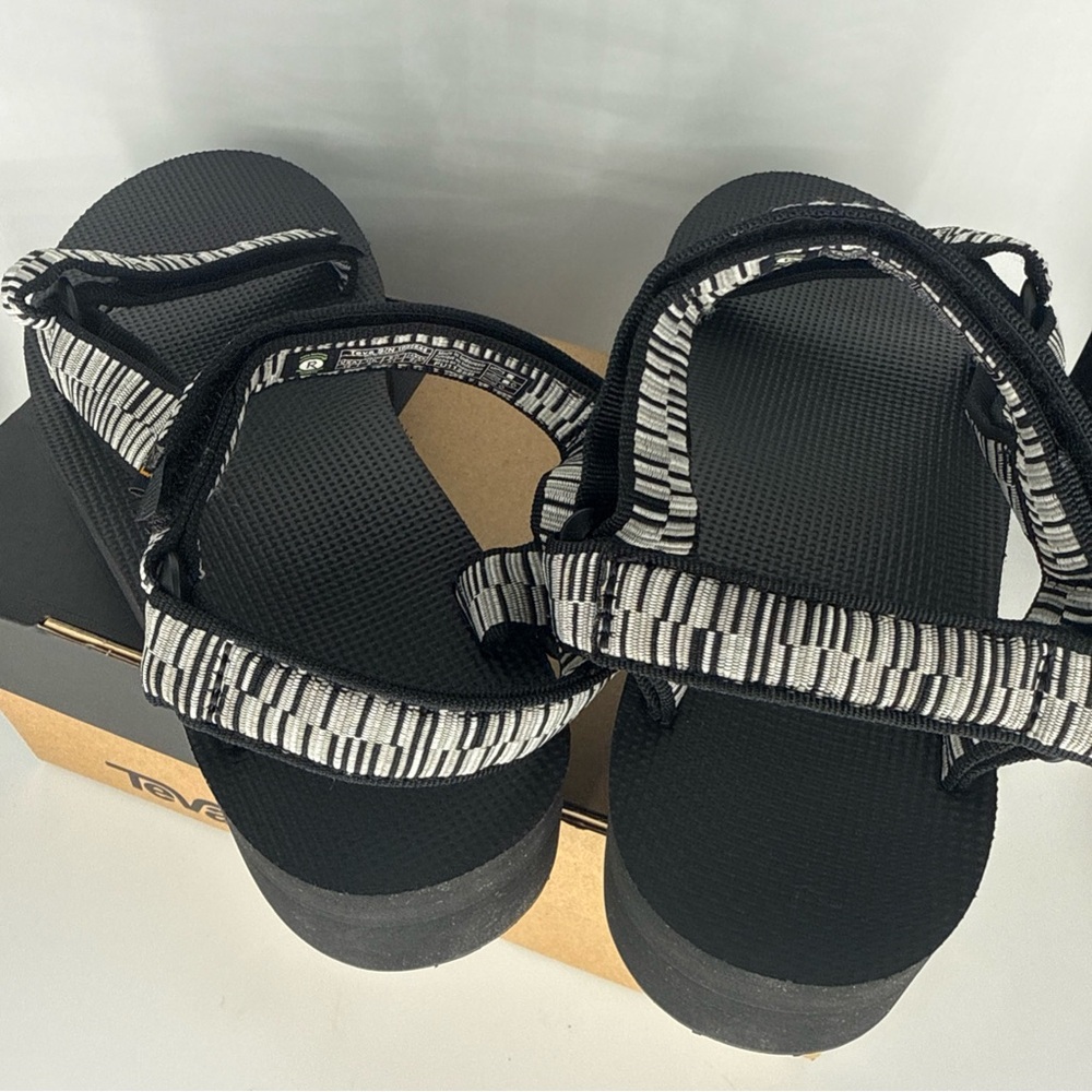New Teva Sz 10 Platform Flatform Universal sandal black white zebra Y2K - Picture 4 of 6